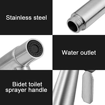 Mudder 2 Pieces Bidet Sprayer Head Stainless Steel Bidet Attachment for Toilet Handheld Cloth Bathroom Diaper Sprayer for Kitchen Adjustable Water Pressure Control