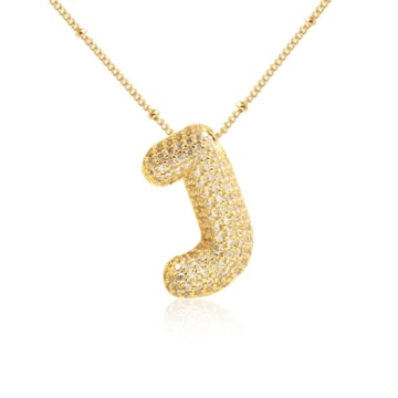 Elegant Gold Plated Initial Pendant Necklace with Cubic Zirconia