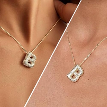 Z ZACHÉ Sparkly Bubble Letter J Pendant Necklace