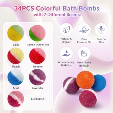 Fun 34 Bath Bombs with Surprise Toys for Kids