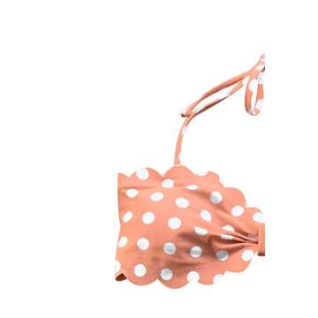 CUPSHE Women's Scallop Top High Waisted Bikini Peachy Polka Dot Medium