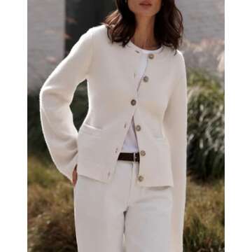 YEXPINE Women's Cardigan Sweaters Long Sleeve Button Down Casual Lightweight Knit Outwear