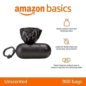 Amazon Basics Dog Poop Bags with Dispenser, 600 Count, Leakproof