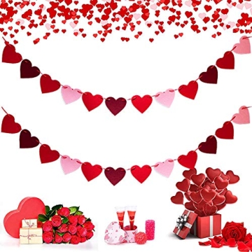 48Pcs Heart Garland for Valentine's Day Decorations