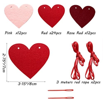 48Pcs Heart Garland for Valentine's Day Decorations