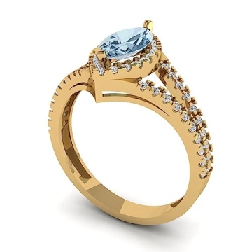 Clara Pucci 1.20ct Aquamarine Engagement Ring in 14K Gold
