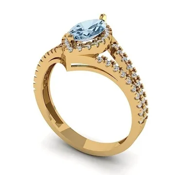 Clara Pucci 1.20ct Aquamarine Engagement Ring in 14K Gold