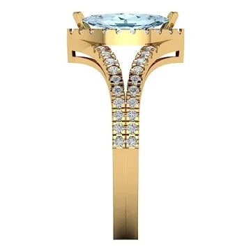 Clara Pucci 1.20ct Aquamarine Engagement Ring in 14K Gold