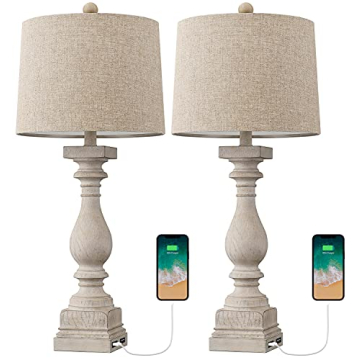 BOBOMOMO 27" Table Lamp Set with USB Charging Ports