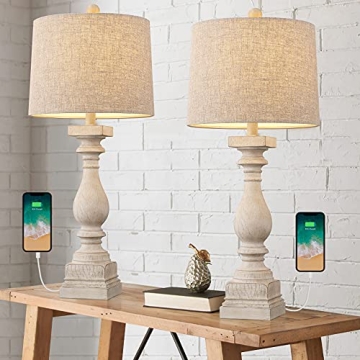 BOBOMOMO 27" Table Lamp Set with USB Charging Ports