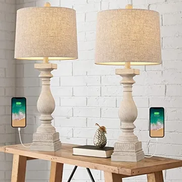BOBOMOMO 27" Table Lamp Set with USB Charging Ports