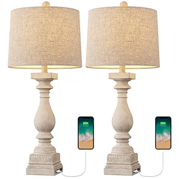 BOBOMOMO 27" Table Lamp Set with USB Charging Ports