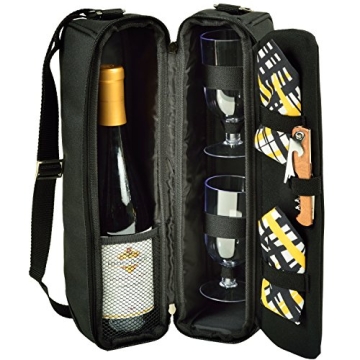 Deluxe Insulated Wine Tote with Glasses & Corkscrew