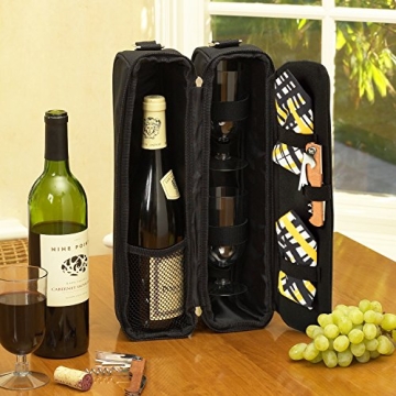 Deluxe Insulated Wine Tote with Glasses & Corkscrew