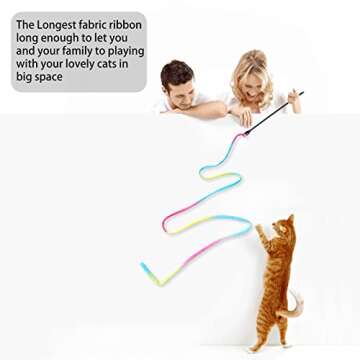 M JJYPET Cat Wand Toys, Interactive Kitten Toys for Indoor Cats,Colorful Cat Teaser Wand String for Cat Kitten Exercise Cat Stick Toy Cat Charmer-2Pcs