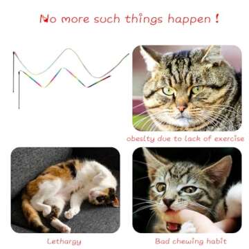 M JJYPET Cat Wand Toys, Interactive Kitten Toys for Indoor Cats,Colorful Cat Teaser Wand String for Cat Kitten Exercise Cat Stick Toy Cat Charmer-2Pcs