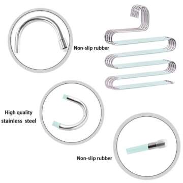 devesanter Pants Hangers Space Save Non-Slip 4 Pack S-Shape Trousers Hangers Stainless Steel Clothes...