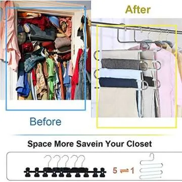 devesanter Pants Hangers Space Save Non-Slip 4 Pack S-Shape Trousers Hangers Stainless Steel Clothes Hangers Closet Storage Organizer for Pants Jeans Scarf Hanging Green
