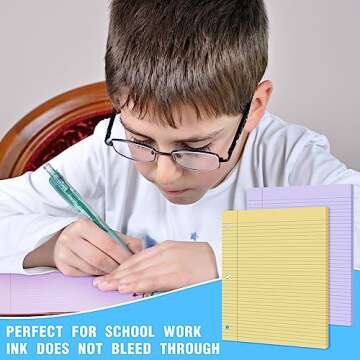 PerKoop 12 Pack 600 Sheets Lined Paper Bulk Wide Ruled 8 x 10.5 In, Loose Leaf Notebook Paper 3 Hole Punched Filler for Back School Classroom Supplies(Sweet Color)