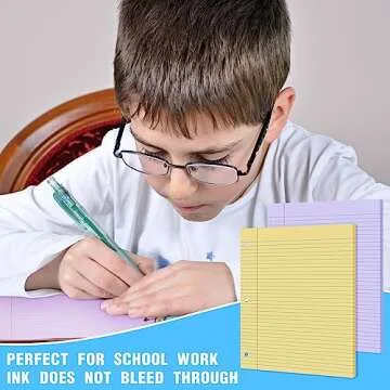 PerKoop 12 Pack 600 Sheets Lined Paper Bulk Wide Ruled 8 x 10.5 In, Loose Leaf Notebook Paper 3 Hole Punched Filler for Back School Classroom Supplies(Sweet Color)