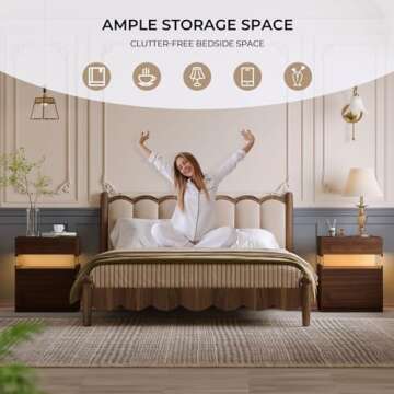 i-aplus LED Night Stand Set of 2 for Modern Bedrooms