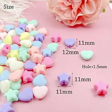 Mulutoo 300 Pcs Colorful Acrylic Star and Heart Beads