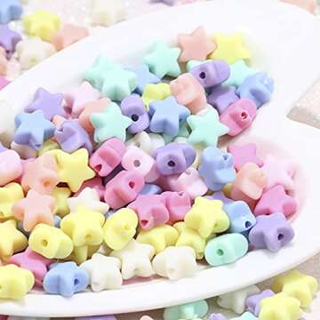 Mulutoo 300 Pcs Colorful Acrylic Star and Heart Beads