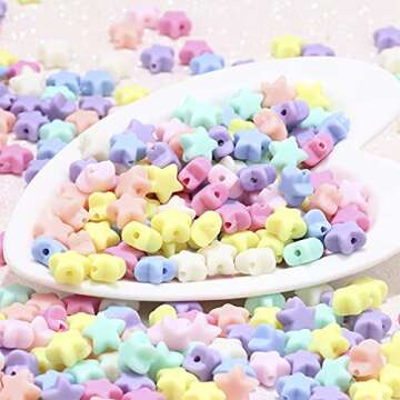 Mulutoo 300 Pcs Colorful Acrylic Star and Heart Beads