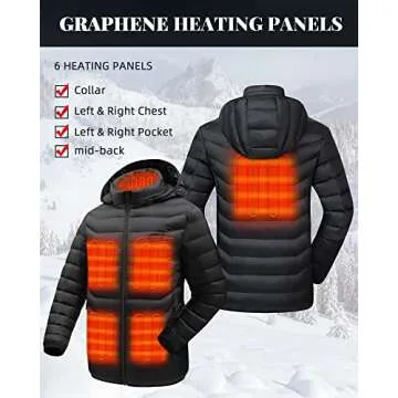 Venustas Dual Control Heated Jacket for Women and Men, 6 Heat Zones with Detachable Hood, Up to 18 H...