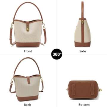 FOXLOVER Coated Canvas Bucket Crossbody Bags for Women Top-Handle Handbags Small Satchel Purse Trend...