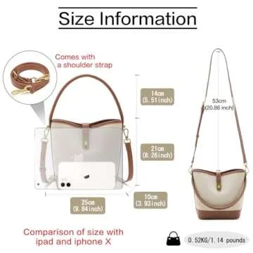 FOXLOVER Coated Canvas Bucket Crossbody Bags for Women Top-Handle Handbags Small Satchel Purse Trendy Twist Lock(Brown)