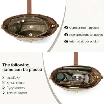 FOXLOVER Coated Canvas Bucket Crossbody Bags for Women Top-Handle Handbags Small Satchel Purse Trendy Twist Lock(Brown)