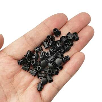 Alamic Hole Plugs 3/16" Plastic Flush Type Hole Plugs Snap in Locking Hole Tube Screw Caps Drilling Cover Plugs Fastener Covers for Kitchen Cabinet Furniture Black 100 Pack