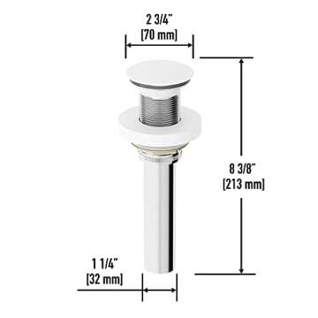 VIGO 2.75" Diameter Vessel Bathroom Sink Pop-Up Drain and Mounting Ring Without Overflow in Matte White Finish