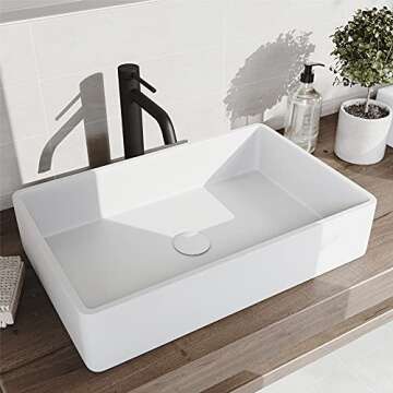 VIGO 2.75" Diameter Vessel Bathroom Sink Pop-Up Drain and Mounting Ring Without Overflow in Matte White Finish