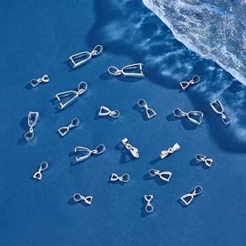 PH PandaHall 90pcs Brass Pinch Bails, 6 Sizes Pinch Clip Bail Clasp Dangle Charm Bead Pendant Connector for Necklace Jewelry DIY Craft Making, Silver, 11/12/13/15/20/25mm