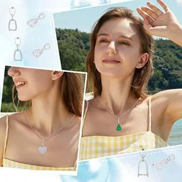 PH PandaHall 90pcs Brass Pinch Bails, 6 Sizes Pinch Clip Bail Clasp Dangle Charm Bead Pendant Connector for Necklace Jewelry DIY Craft Making, Silver, 11/12/13/15/20/25mm