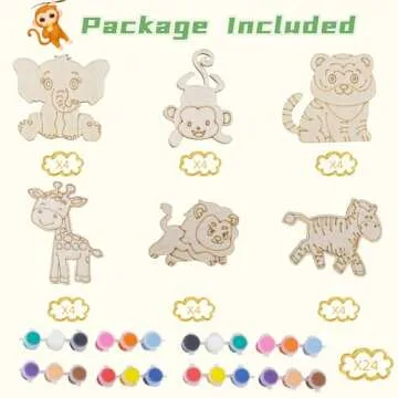 CORTUNARIO Valentines Day Gifts for Kids - 24 Pack Valentines Cards with Art Supplies Animals Wood Painting Craft Kits - for Valentine's Party Favors School Classroom Boys Girls Gifts Exchanges