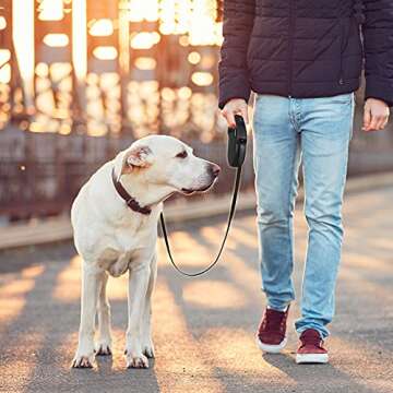 Lyderpet Dog Leash Retractable for Medium/Small Dogs, All Black Retractable Leash Lightweight for Walking Dog, Easy to Lock and Hold