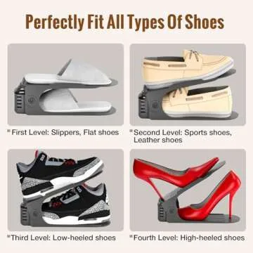 Neprock Shoe Slots Organizer, Shoe Storage Organizer Shoe Slots Organizer, Shoe Rack Organizer Space Saver Organizador De Zapatos for Closet Organization(12 Pack)(Grey)