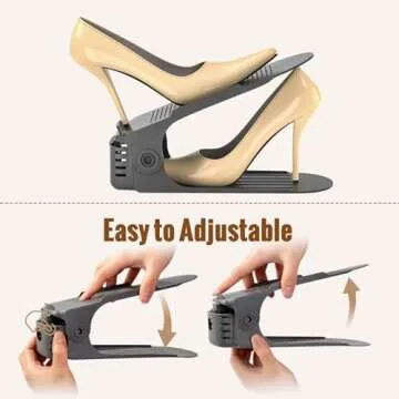 Neprock Shoe Slots Organizer, Shoe Storage Organizer Shoe Slots Organizer, Shoe Rack Organizer Space Saver Organizador De Zapatos for Closet Organization(12 Pack)(Grey)