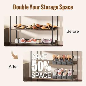 Neprock Shoe Slots Organizer, Shoe Storage Organizer Shoe Slots Organizer, Shoe Rack Organizer Space Saver Organizador De Zapatos for Closet Organization(12 Pack)(Grey)