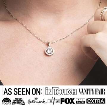 Cate & Chloe Blake 18k White Gold Plated Pendant Necklace | Halo Silver Necklaces with Round Cut Cubic Zirconia, Womens Silver Jewelry, Hypoallergenic, GIft for Her