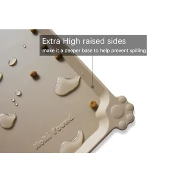 Hoki Found L Silicone Non Slip Pet Food Mat in Tan