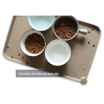 Hoki Found L Silicone Non Slip Pet Food Mat in Tan