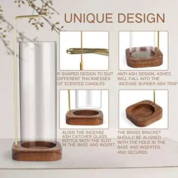 YHAOEN Incense Holder, Insence- Stick Holder [Anti-Ash Flying] with Removable Glass Ash Catcher Mess-Free Incense Burner Holder, Incense Stick Holder for Home Decor Yoga Spa, Unique Incense Burner