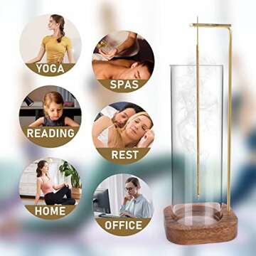 YHAOEN Incense Holder, Insence- Stick Holder [Anti-Ash Flying] with Removable Glass Ash Catcher Mess-Free Incense Burner Holder, Incense Stick Holder for Home Decor Yoga Spa, Unique Incense Burner