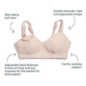Willow Hands Free Luxe Pumping Bra, Medium, Champagne, Pumping and Nursing Bra with Double Extender ...