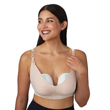Willow Hands Free Luxe Pumping Bra, Medium, Champagne, Pumping and Nursing Bra with Double Extender Clips, Pair 3.0 Go Wearable Breast Pumps, Machine Washable