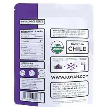 KOYAH Organic Maqui Berry Powder 30 Servings Superfood